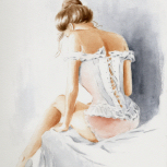Erotische schöne Frauen, Aquarellmalerei handgemalt
Sexy Frau in Dessous, erotische Aquarellmalerei