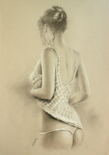 Sexy Dessous Photorealism Pastel drawing
