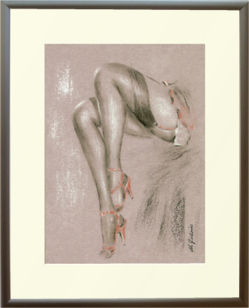 Sexy in High Heels Erotic Women Pastel Drawing