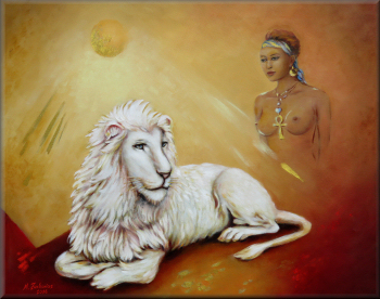 Heiliger weißer Löwe in Afrika