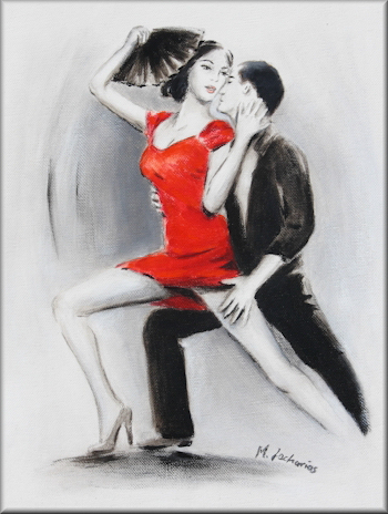 Leidenschaftliches Tänzerpaar, Acryl Malerei